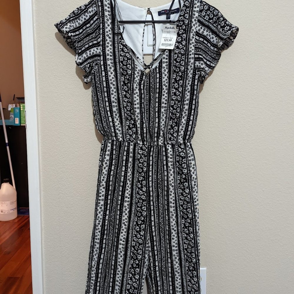 Black and White Floral Jumpsuit